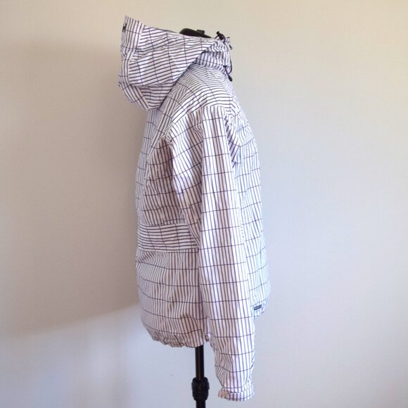 White and Purple Line Geometric Print Outdoor Rain Winter Jacket - Picture 3 of 7